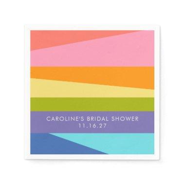 Bright Geometric Rainbow Custom Bridal Shower Napkins