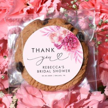 Bright Hot Pink Floral  Thank You Classic Round Sticker