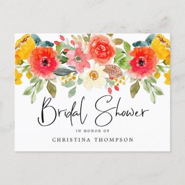 Bright Mid Summer Floral Bridal Shower Invitation PostInvitations