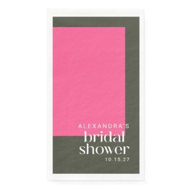 Bright Mod Groovy Pink Green Bridal Shower Custom Paper Guest Towels