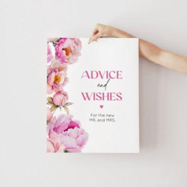Bright pink floral advice and wishes for Newlyweds Poster