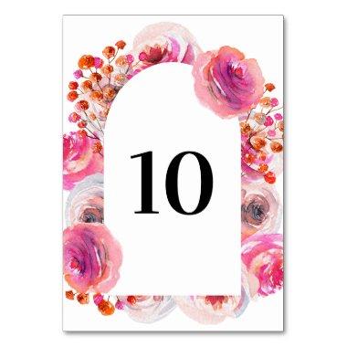 Bright Pink Floral Arch Table Number Card