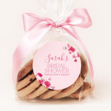 Bright Pink Floral  Favor Tag Sticker