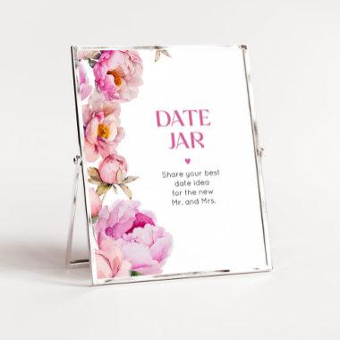 Bright pink floral Date night ideas Date jar Poster