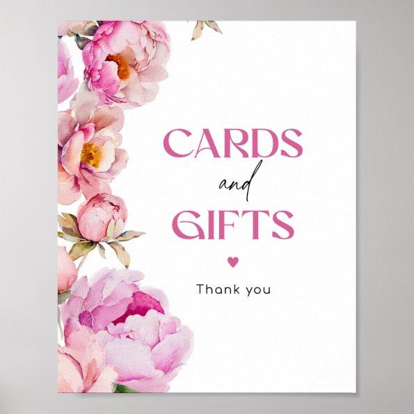 Bright pink floral peony Invitations and gifts Poster