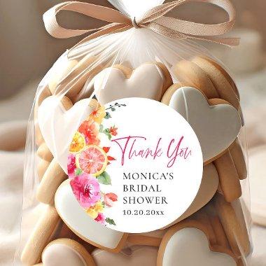 Bright Pink Flowers Citrus Slice  Classic Round Sticker