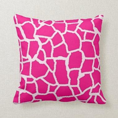 Bright Pink Giraffe Animal Print Throw Pillow