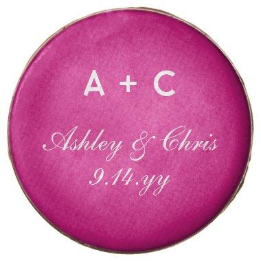 Bright Pink Modern Personalized Wedding Reception Chocolate Covered Oreo