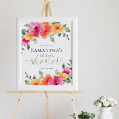 Bright pink orange peony  welcome poster
