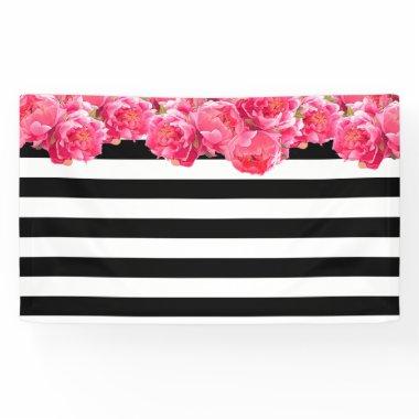Bright Pink Peonies Floral Backdrop Banner