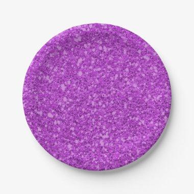 Bright Pink Sparkle Glitter Glam Custom Party Paper Plates