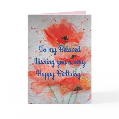 Bright Red Poppies Watercolour Birthday