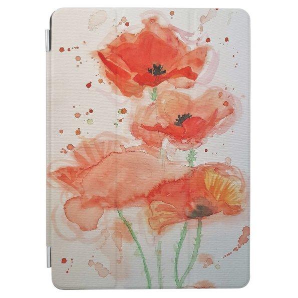 Bright Red Poppies Watercolour Flower Floral iPad Air Cover