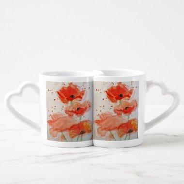 Bright Red Poppies Watercolour Flower Floral Mug