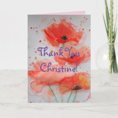 Bright Red Poppies Watercolour Thank You Invitations