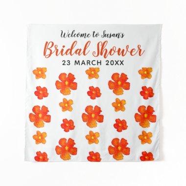 Bright Red Watercolor Floral  Welcome Tapestry