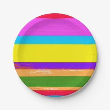 Bright Stripes Fiesta Cinco De Mayo Birthday Party Paper Plates