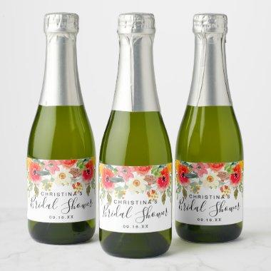 Bright Summer Floral Bridal Shower Sparkling Wine Label