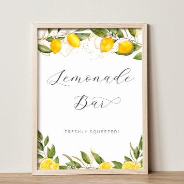 Bright Summer Lemon Bridal Shower Lemonade Bar Poster