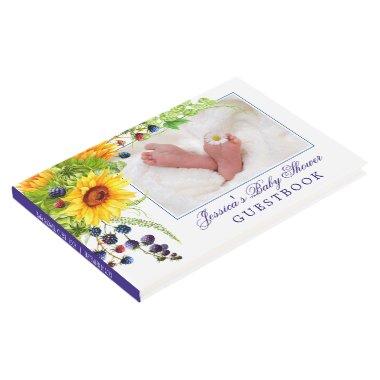 Bright Sunflower Rustic Baby Shower Guest Book