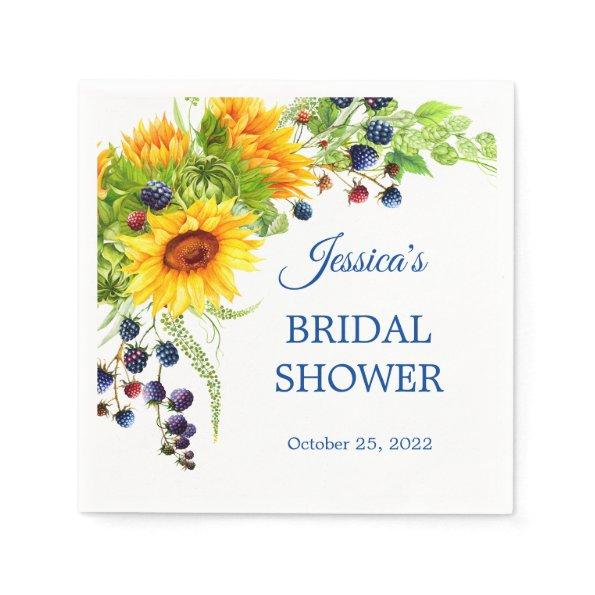 Bright Sunflower Rustic Bridal Shower Paper Napkins