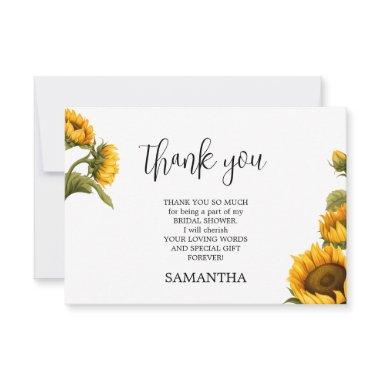 Bright sunflowers Bridal Shower minimalist Thank You Invitations