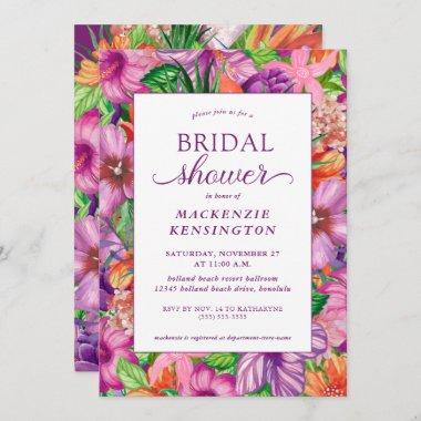 Bright Tropical Floral Bridal Shower Invitations