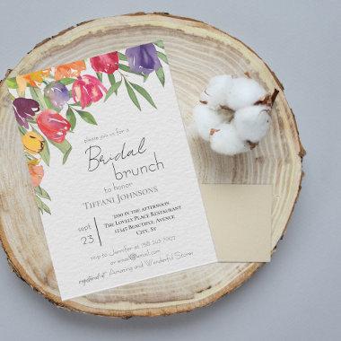 Bright Tulips and Greenery Bridal Brunch Invitations