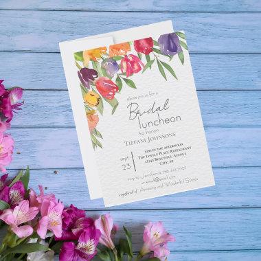 Bright Tulips and Greenery Bridal Luncheon Invitations