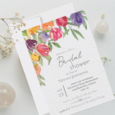 Bright Tulips and Greenery Bridal Shower Invitations