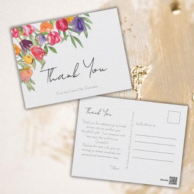 Bright Tulips and Greenery Bridal Shower Thank You PostInvitations