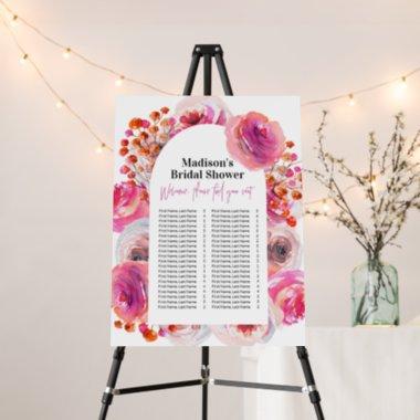 Bright Vibrant Blooms Bridal Shower Seating Sign