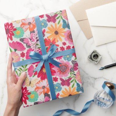 Bright Wildflower Pattern  Wrapping Paper