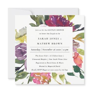 BRIGHT YELLOW BLUSH BURGUNDY FLORAL COUPLES SHOWER Invitations