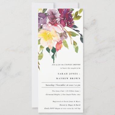 BRIGHT YELLOW BLUSH BURGUNDY FLORAL COUPLES SHOWER Invitations