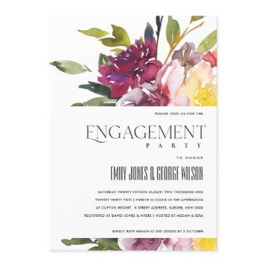 BRIGHT YELLOW BLUSH BURGUNDY FLORAL ENGAGEMENT Invitations