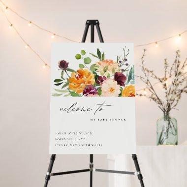 Bright Yellow Orange Floral Baby Shower Welcome Foam Board
