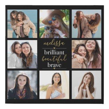 Brilliant Beautiful Brave 8 Photo Collage Faux Canvas Print