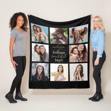 Brilliant Beautiful Brave Photo Collage Fleece Blanket