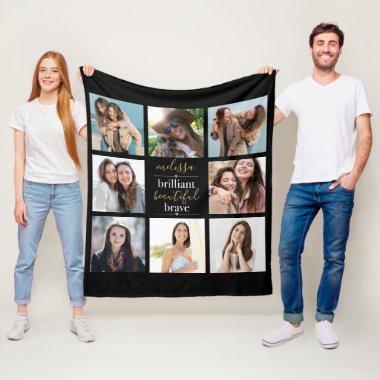 Brilliant Beautiful Brave Photo Collage Fleece Blanket