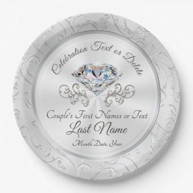 Brilliant Diamond Wedding Paper Plates Personalize