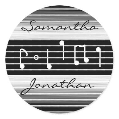 Bristles Musical Notes Personalized Classic Round Sticker