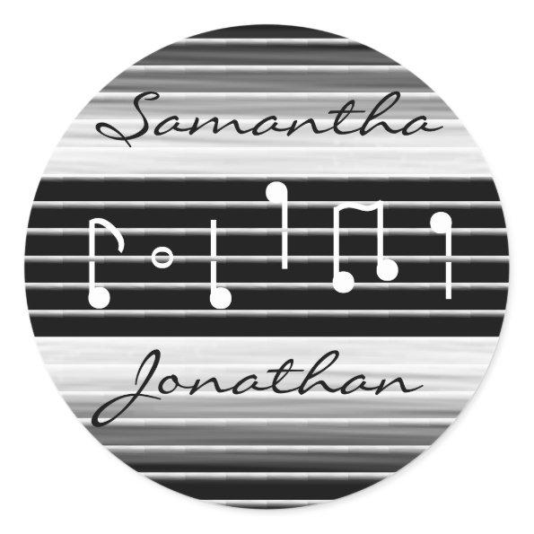Bristles Musical Notes Personalized Classic Round Sticker