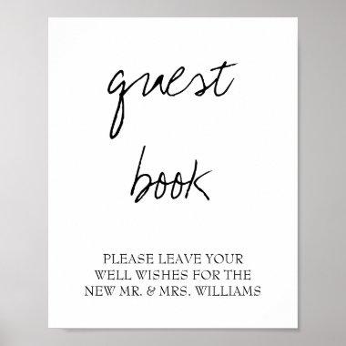 Brittany Black Calligraphy Wedding Guest Book Sign