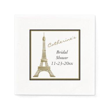 Bronze Eiffel Tower Paris France Bridal Shower Paper Napkins