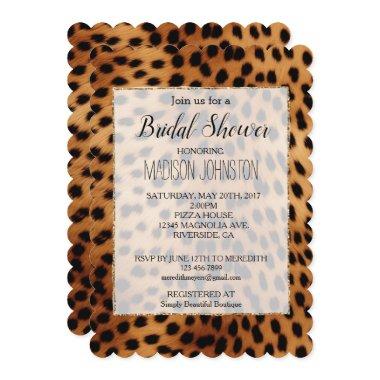 Brown and Black Cheetah Animal print Invitations