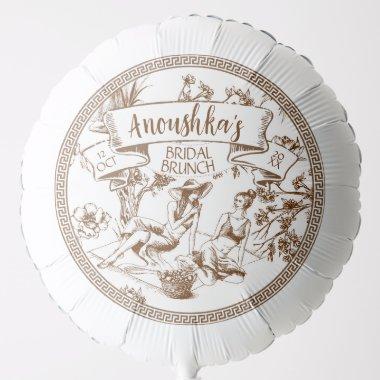 Brown and White Toile de Jouy  Balloon