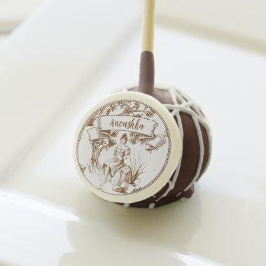 Brown and White Toile de Jouy  Cake Pops