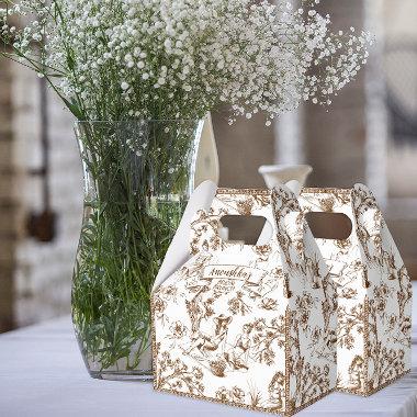 Brown and White Toile de Jouy  Favor Boxes