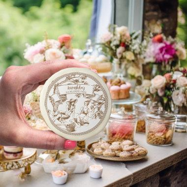 Brown and White Toile de Jouy Bridal Shower Sugar Cookie